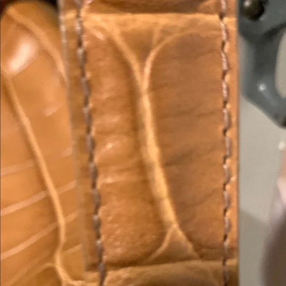 Furla Tan Crocodile-Embossed Shoulder Bag with Turnlock